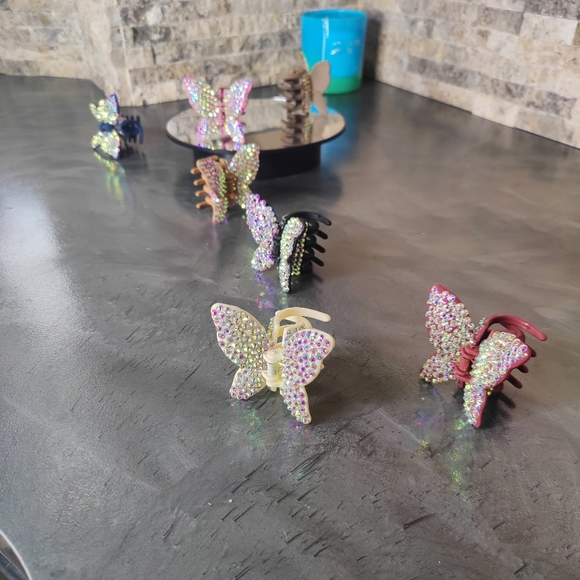 2 Iridescent Butterfly Hair Clips - Picture 4 of 16
